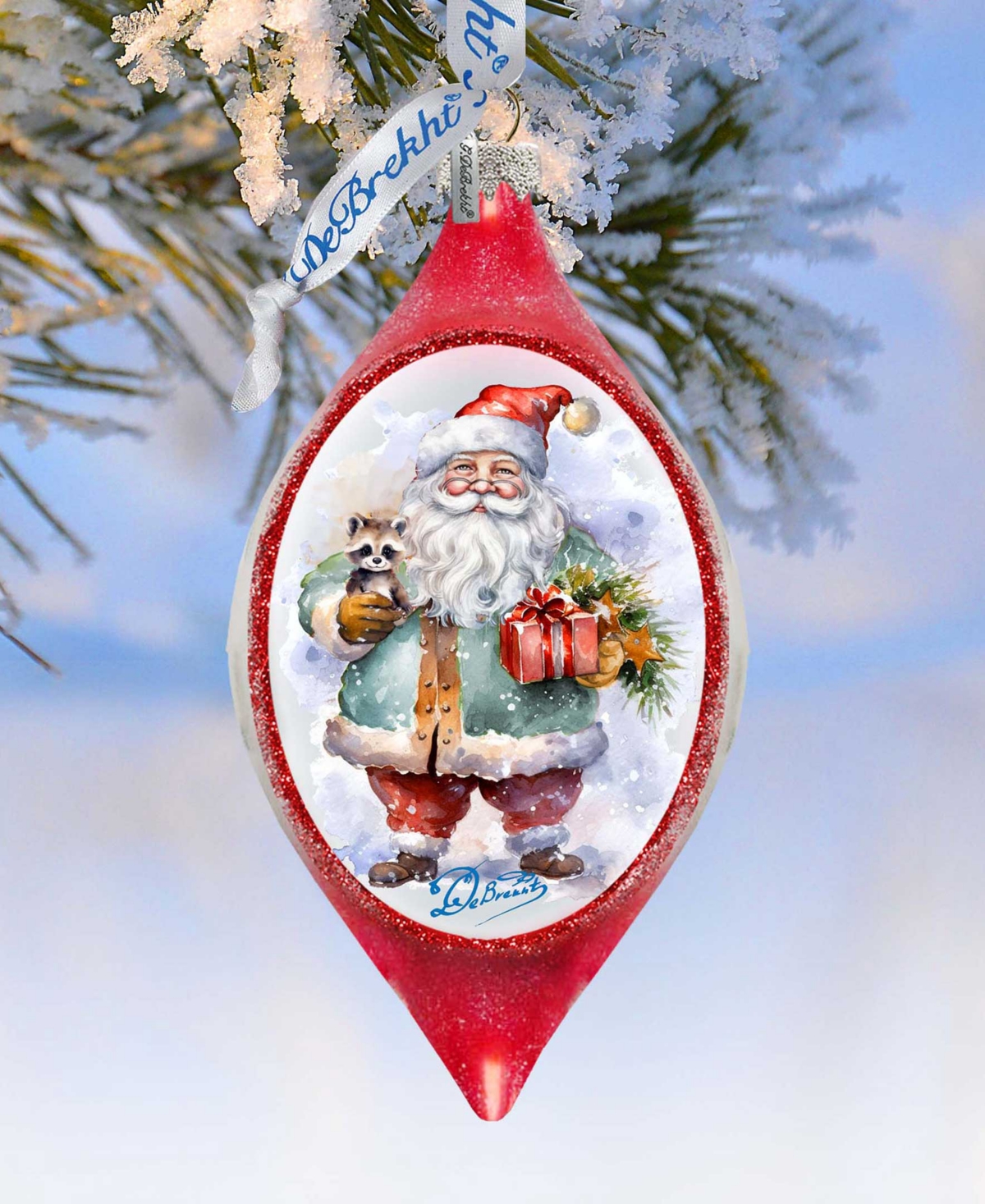 Designocracy Santa Claus Presents Drop Mercury Christmas Glass Ornaments G. Debrekht In Multi Color