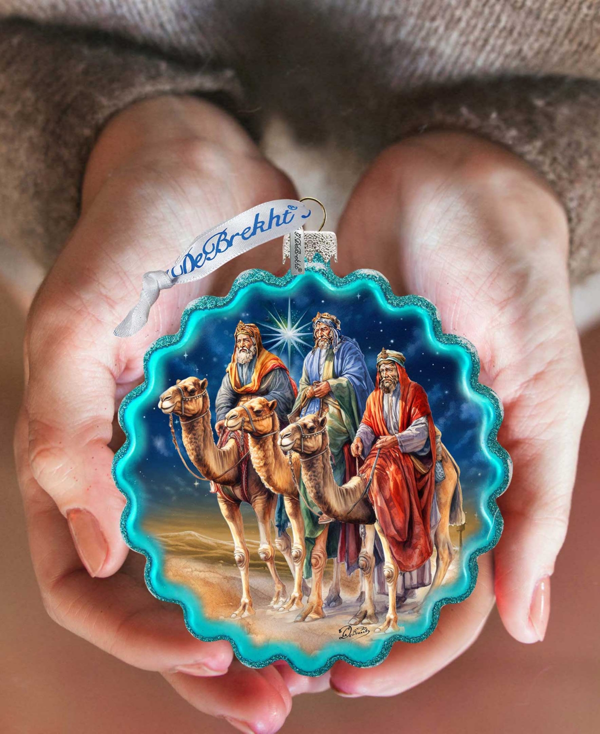 Designocracy Three Kings Wreath Holiday Mercury Glass Ornaments G. Debrekht In Multi Color