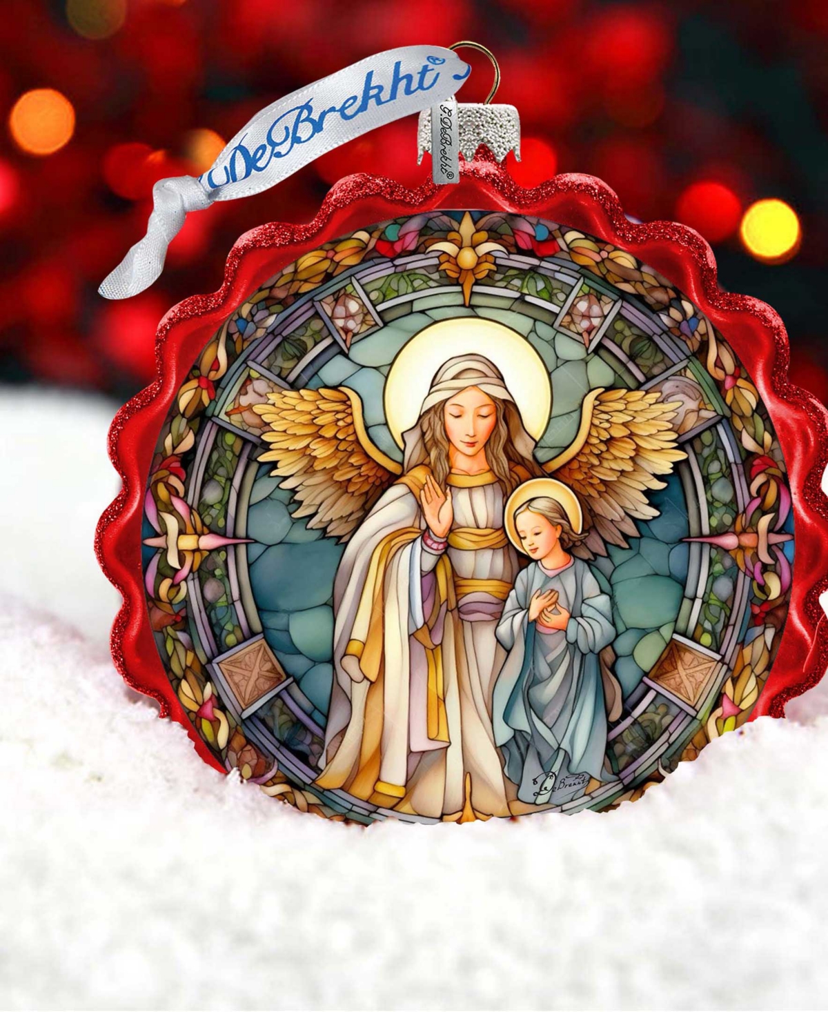 Designocracy Guardian Angel Wreath Mercury Christmas Glass Ornaments G. Debrekht In Multi Color