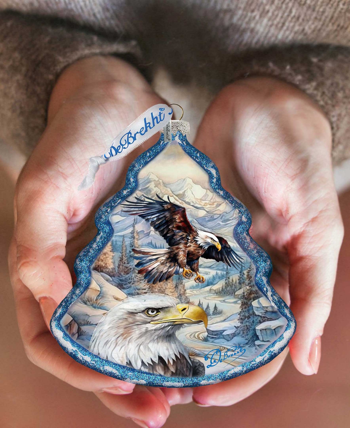 Designocracy The Land Of The Free-american Eagle Tree Glass Christmas Ornaments G. Debrekht In Multi Color
