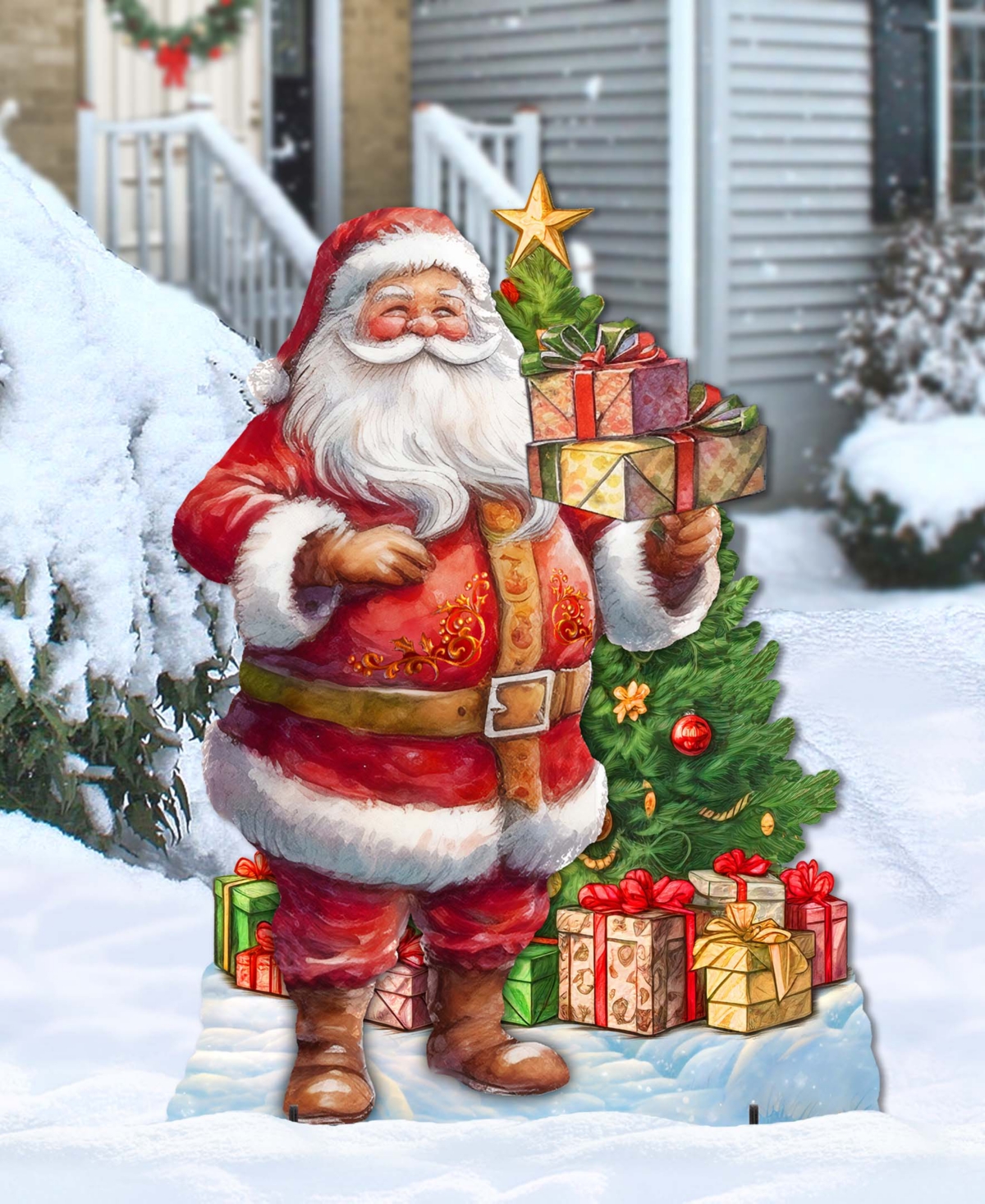 Designocracy Celebrate with Santa - Santa with Gifts Outdoor Christmas Yard Decor G. DeBrekht