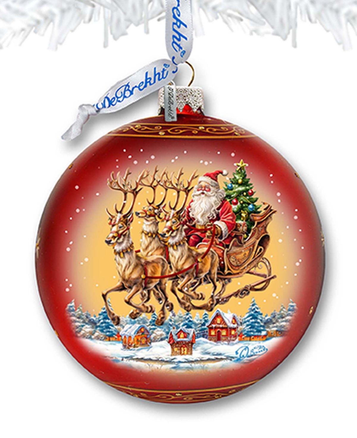 Shop Designocracy Santa On Sleigh Large Holiday Mercury Glass Ornaments G. Debrekht In Multi Color