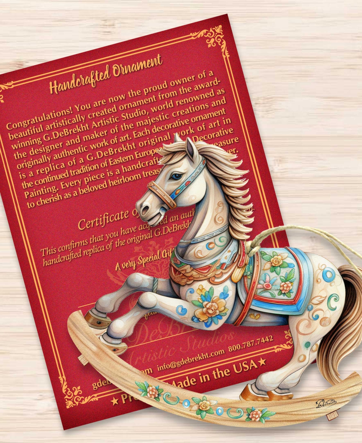 Designocracy Rocking Horse Christmas Wooden Ornaments Holiday Decor G. DeBrekht