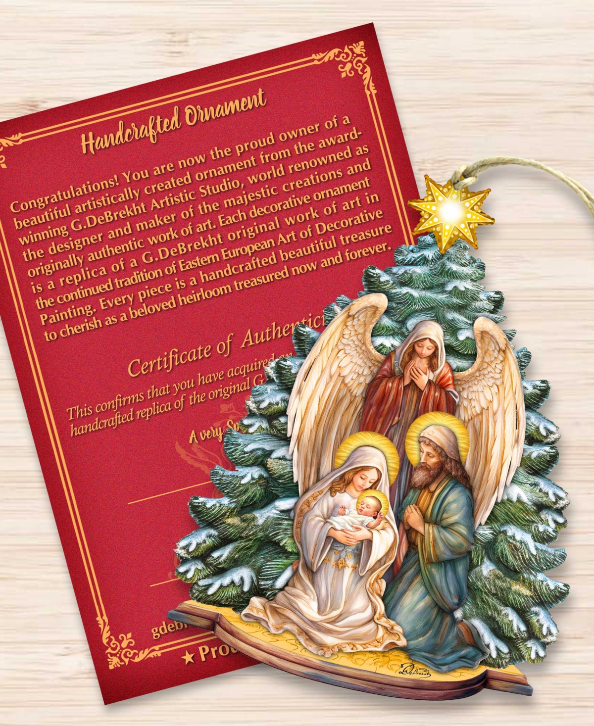 Designocracy Holy Family Nativity Christmas Wooden Ornaments Holiday Decor G. DeBrekht