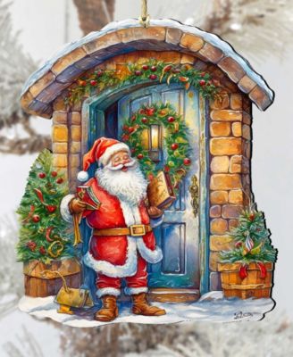 Joyful Moments at the Doorstep Christmas Wooden Ornaments G. DeBrekht