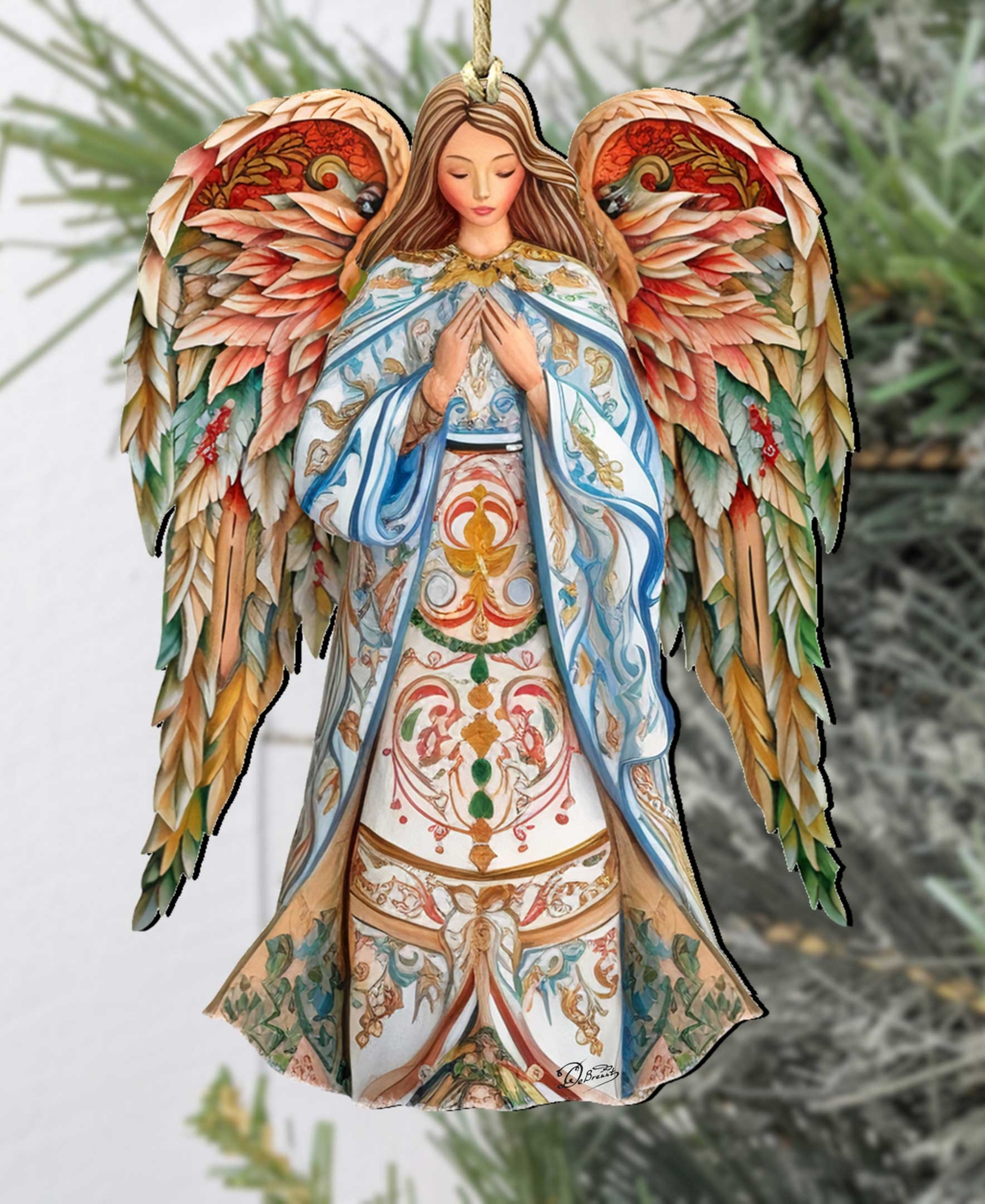 Shop Designocracy Elegant Angel Of Hope Christmas Wooden Ornaments Holiday Decor G. Debrekht In Multi Color
