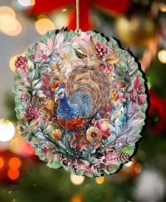 Holiday Wooden Ornaments Thanksgiving Turkey Wreath Home Decor G. DeBrekht