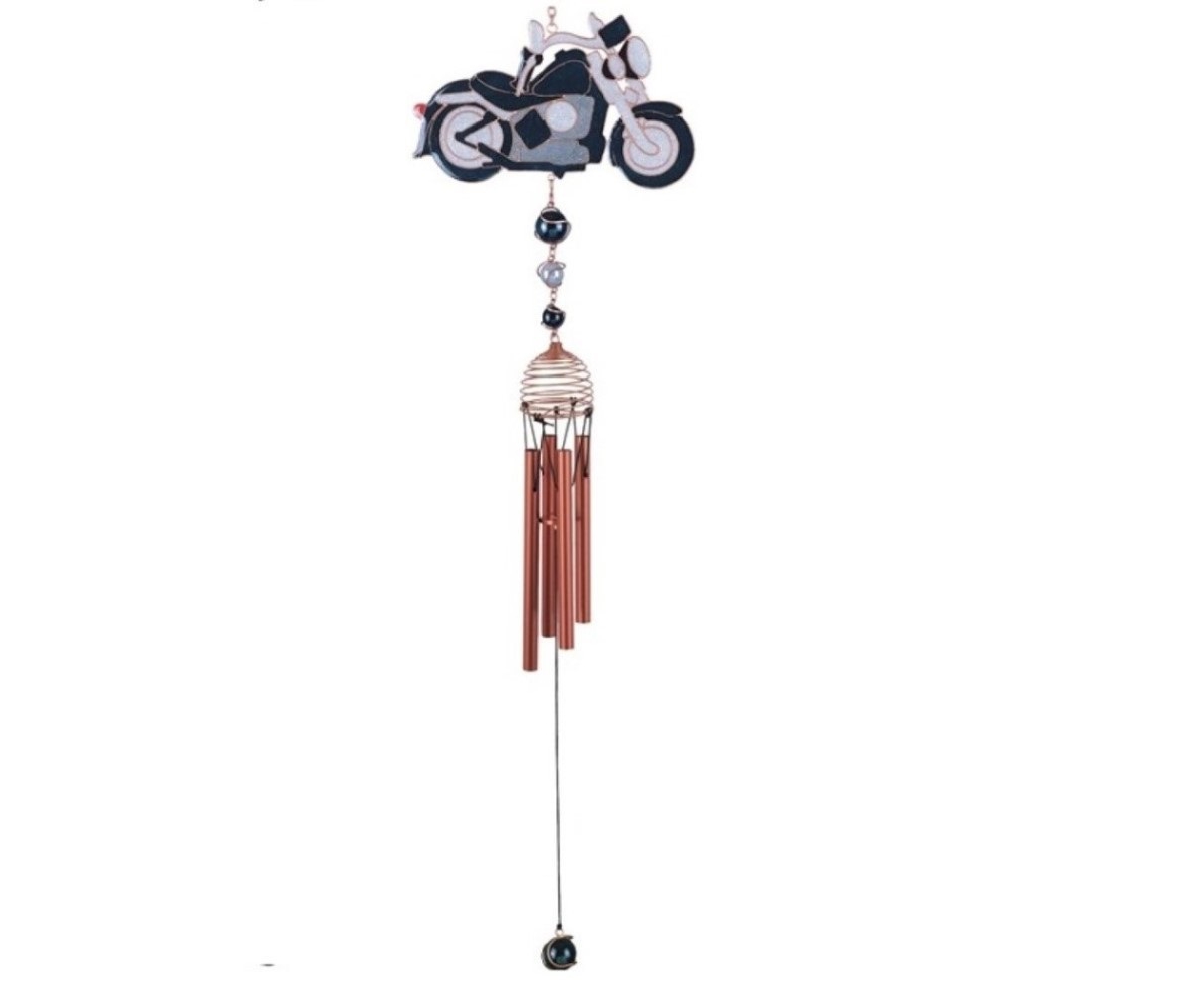31" Long Motorcycle Wind Chime with Copper Gem - Multi