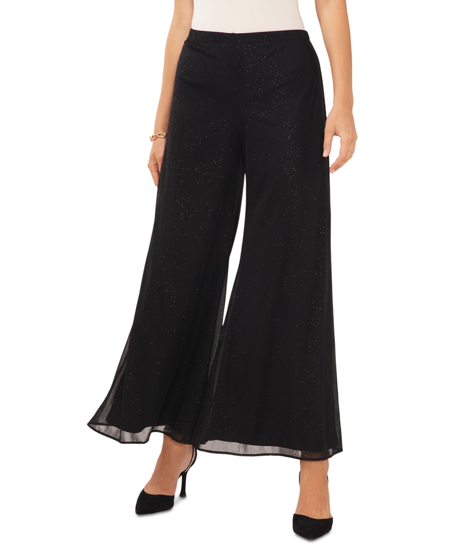 Women's Glitter Pull-On Wide-Leg Pants