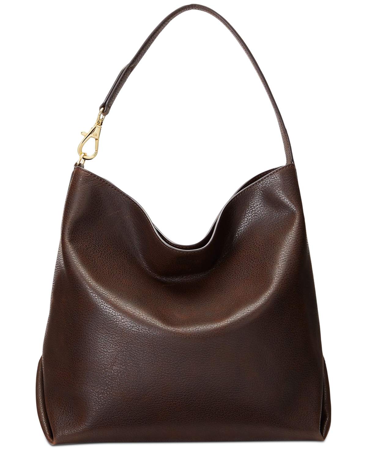 Lauren Ralph Lauren Waxed Leather Large Kassie Shoulder Bag In Chestnut Brown