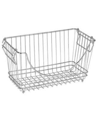 Set of 2 Medium Stacking Baskets with Handles, 12.63" x 5.5"