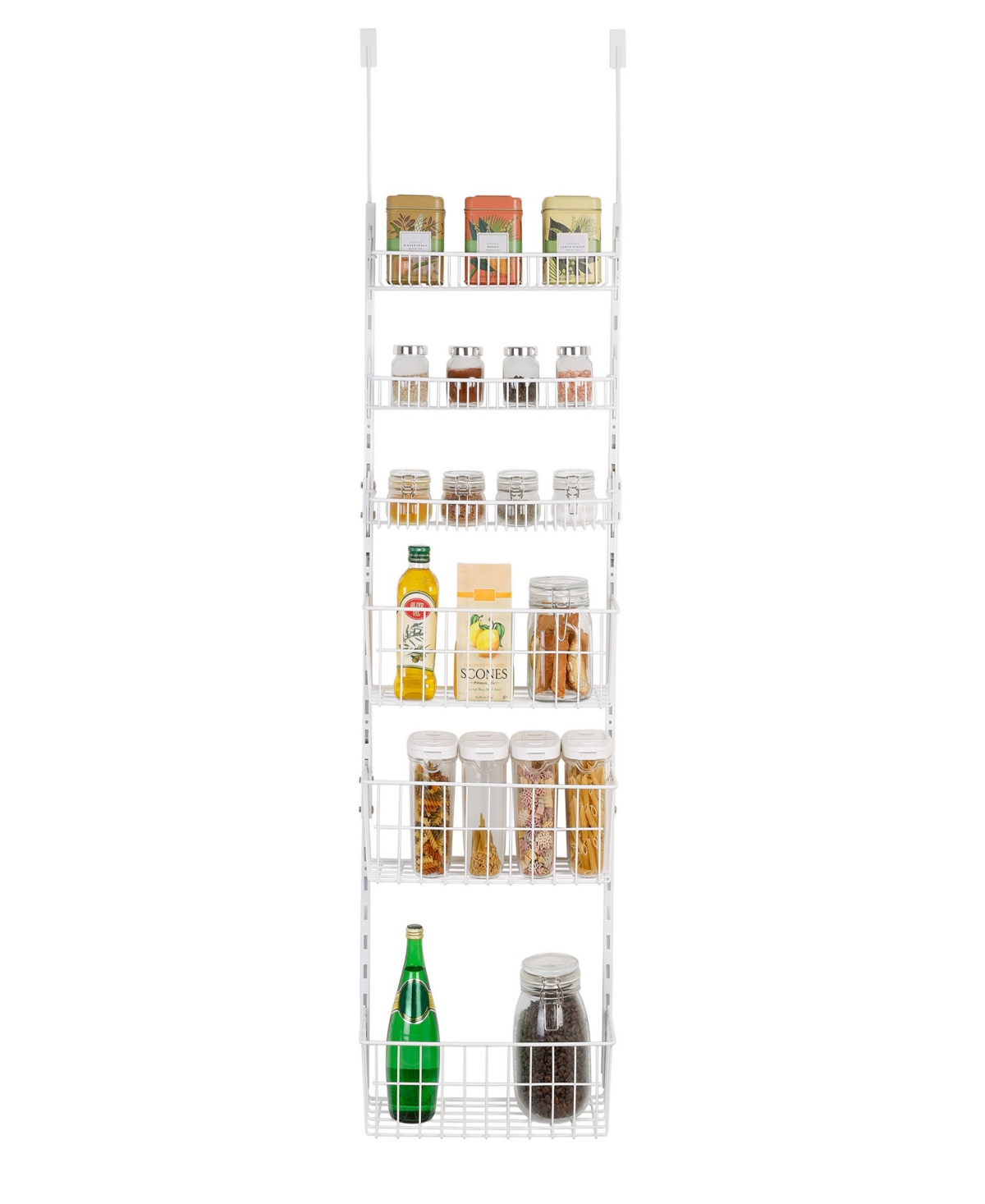 Shop Smart Design 6-tier Over The Door Pantry Organizer Rack With Adjustable Shelves In White