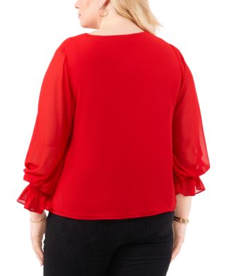 Blouse Femme Vince Camtu Taille Plus 3X - Motif Floral Rose - Neuf Avec étiquettes