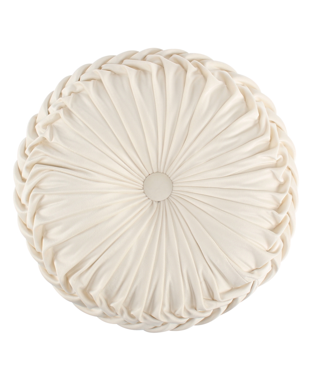 Levtex Emel Pleated Button Tufted Decorative Pillow, 16" Round In Cream