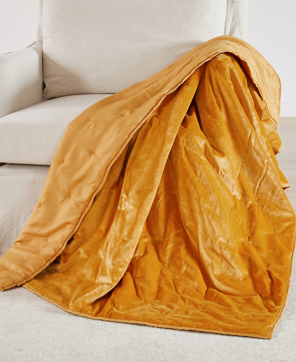 Levtex Calabria Reversible Quilted Throw, 50" X 60" In Ochre