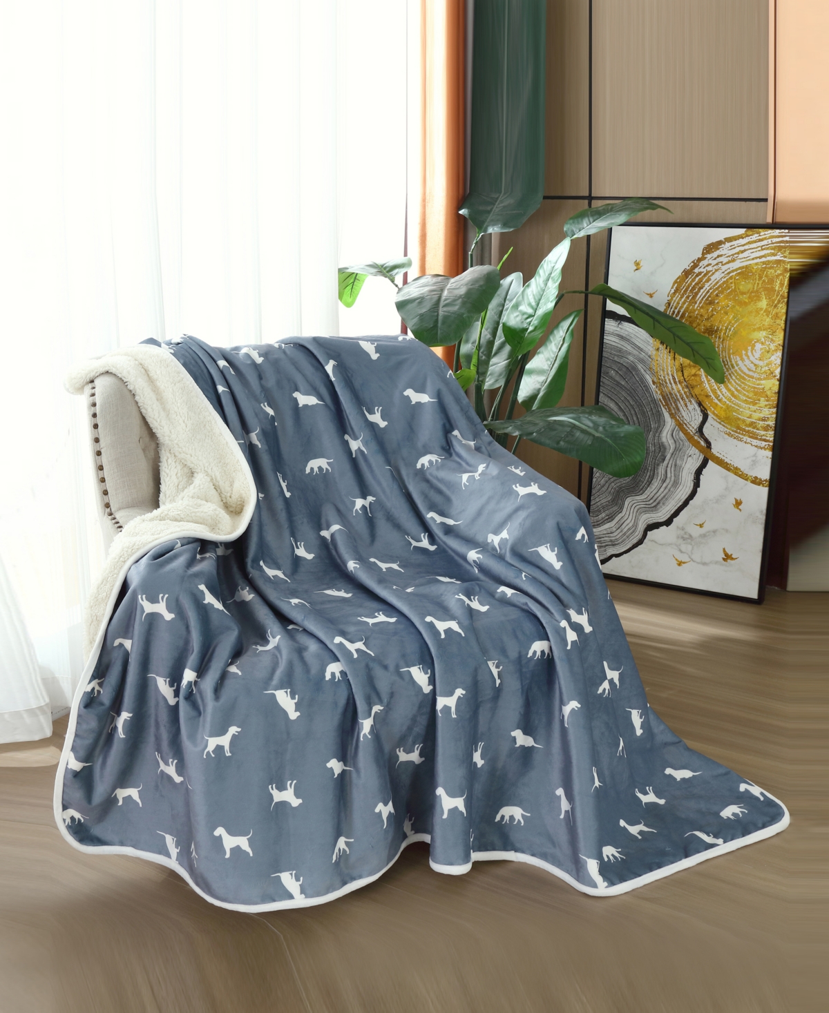 Happycare Textiles Advanced Water Resistant Pets Print Comfort Throw, 50