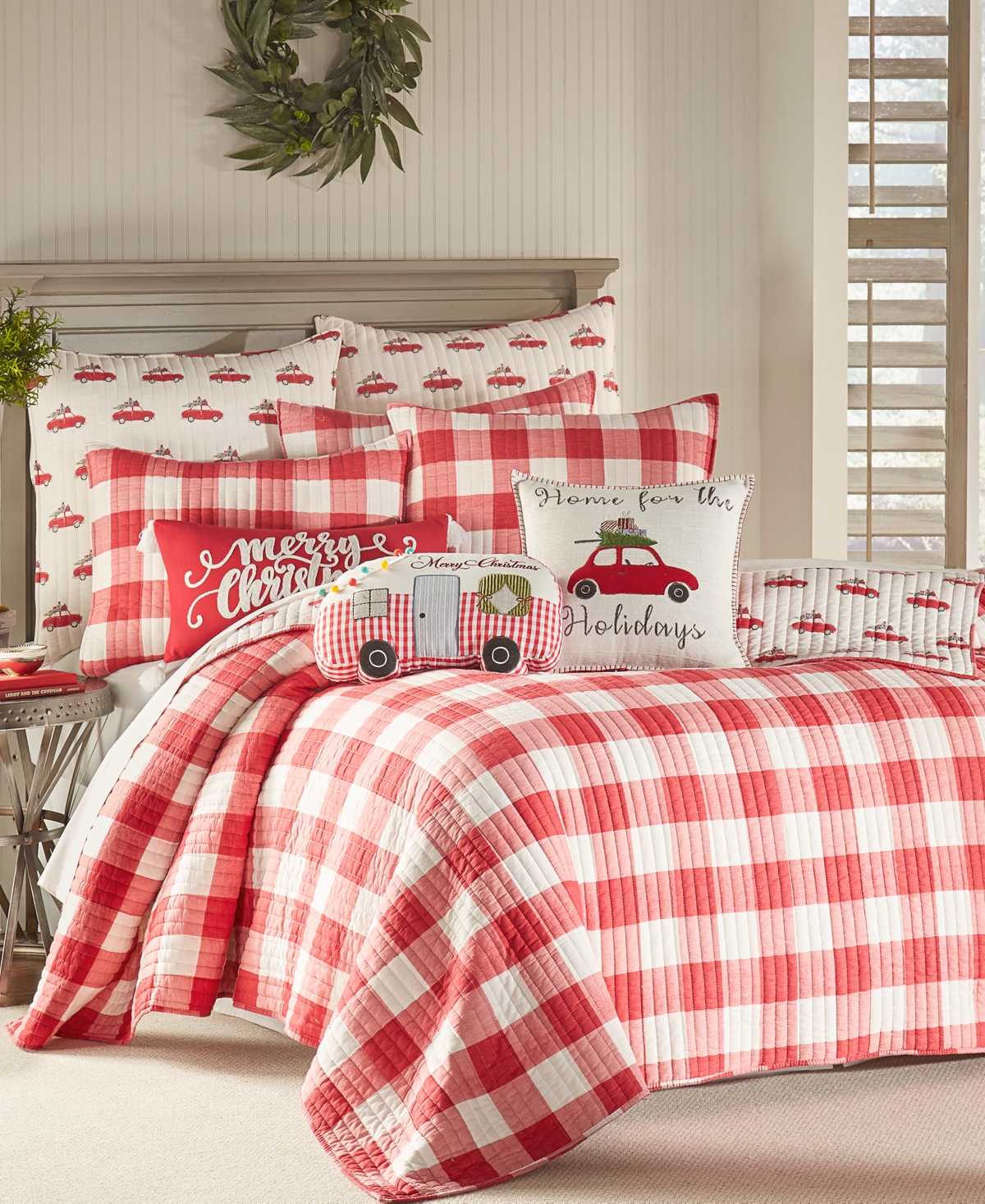 Levtex Christmas Road Trip Gingham Pillow, 11