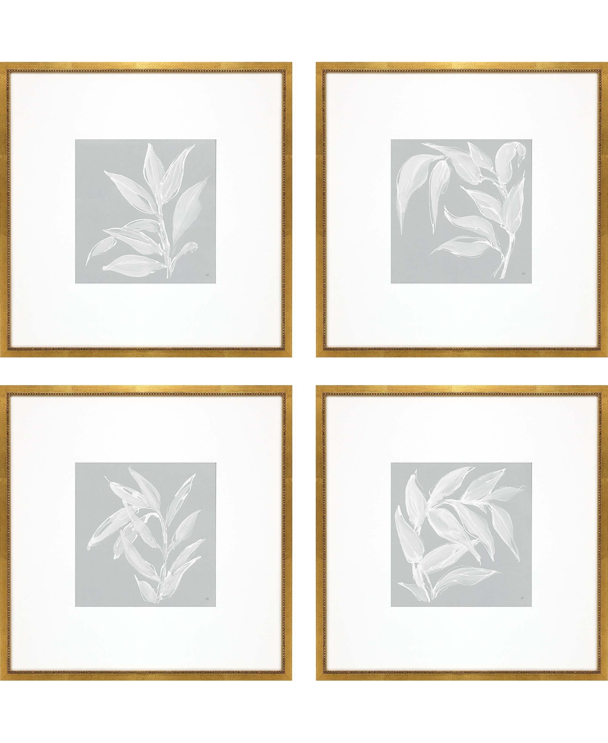Paragon Picture Gallery Leaf Study Framed Art, Set Of 4 In Blue