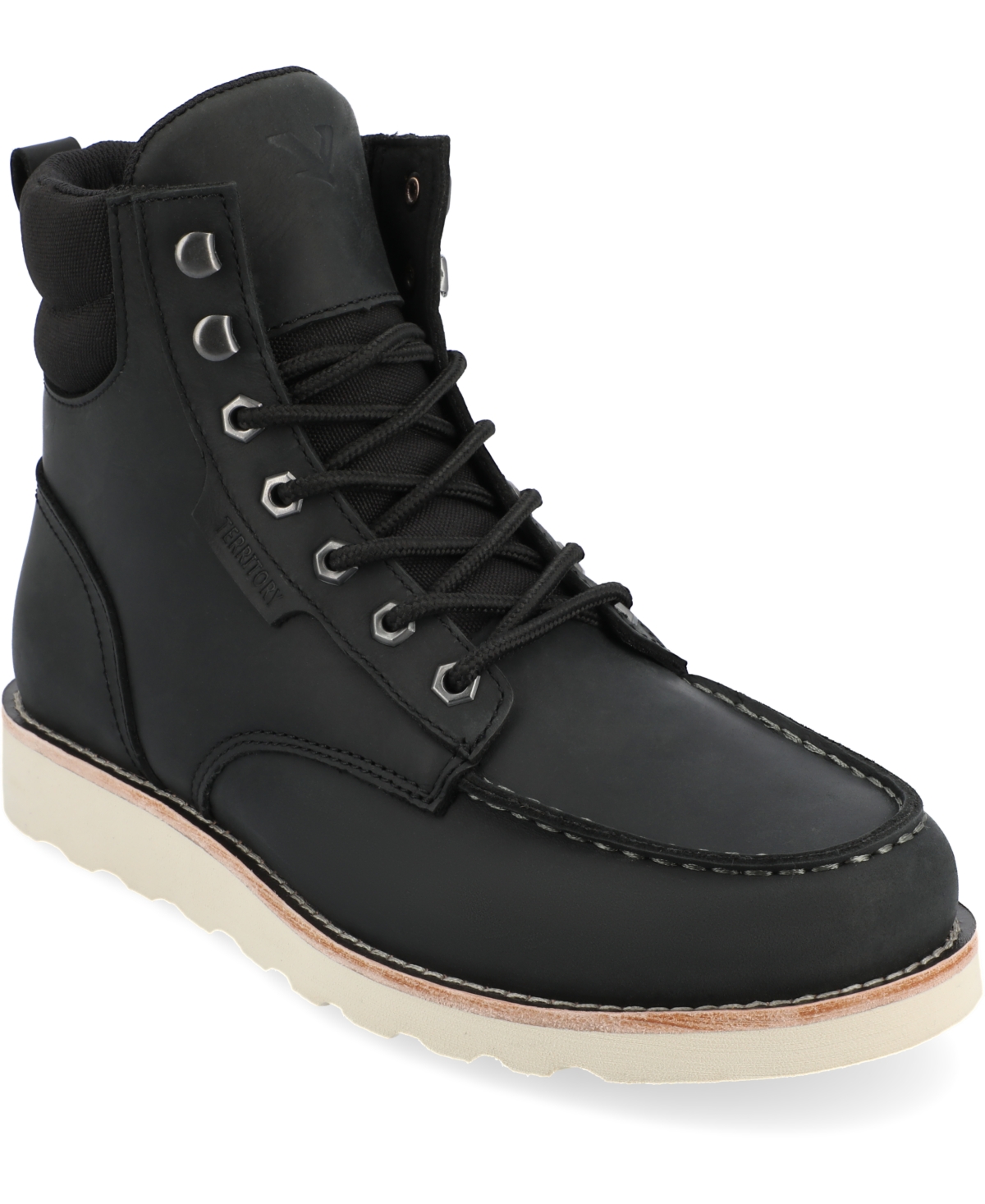 Shop Territory Men's Venture Tru Comfort Foam Moc Toe Lace-up Ankle Boots In Black