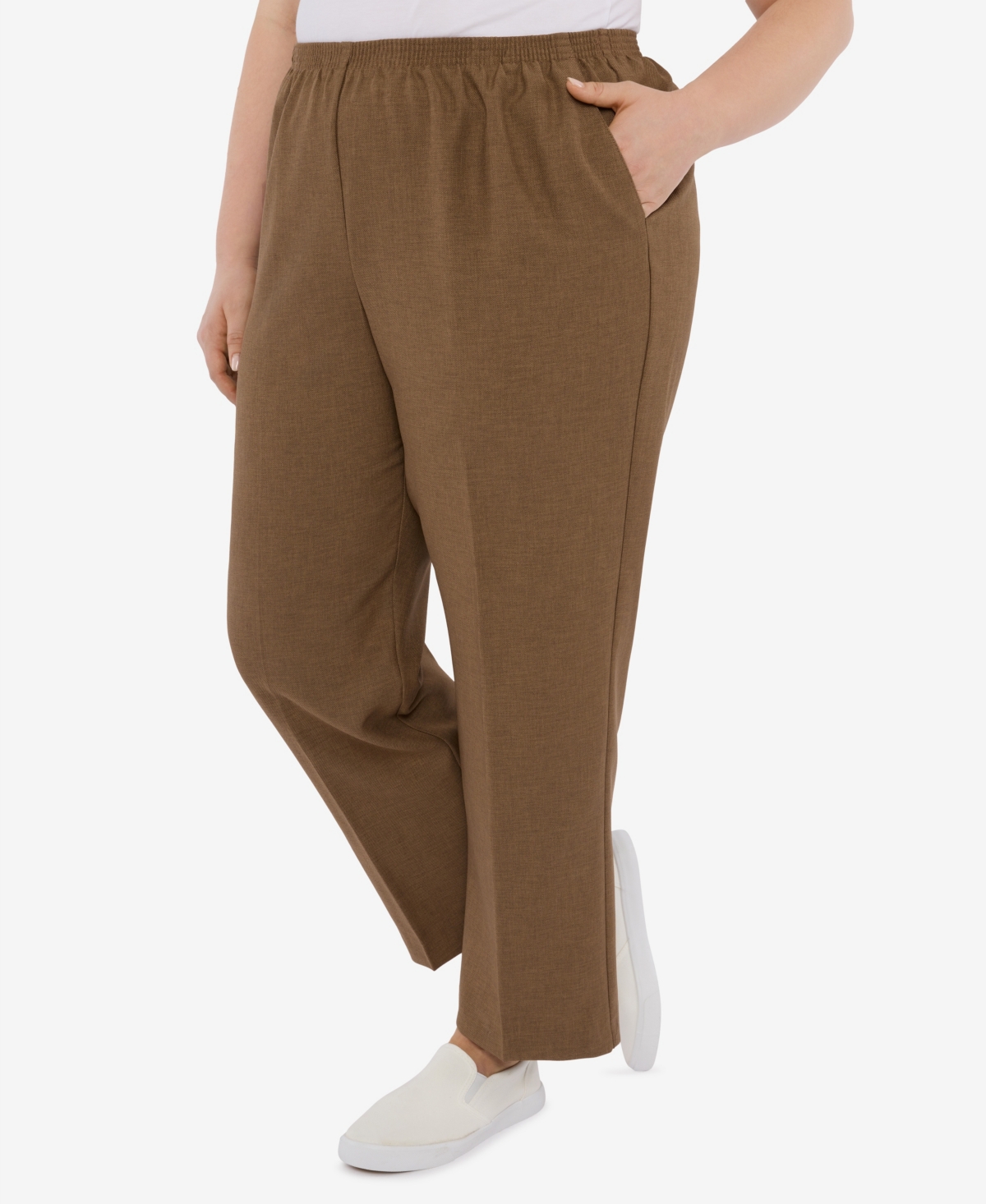 Alfred Dunner Plus Signature Fit Textured Trouser Average Length Pants