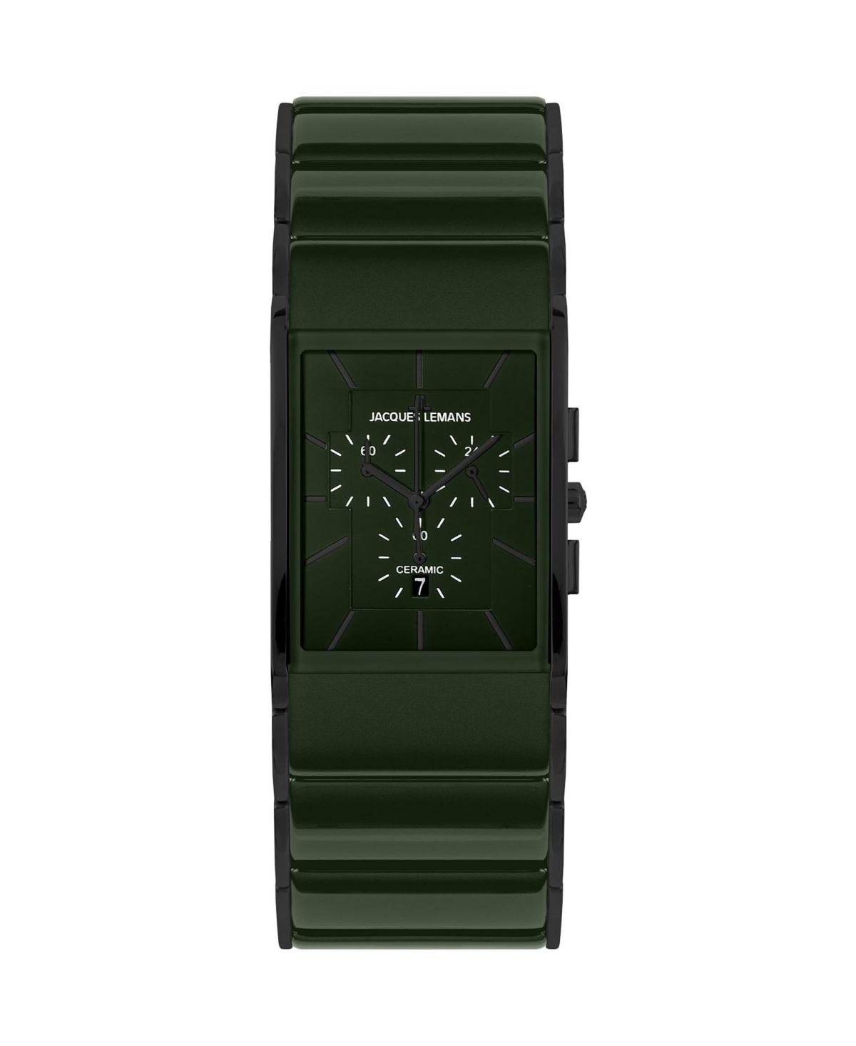 Men's Dublin Watch with High-Tech Ceramic Strap, Solid Stainless Steel Ip-Black, Chronograph, 1-1941 - Dark green