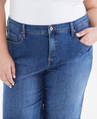 Plus Size Denim Raw-Edge Bermuda Shorts, Macy's Exclusive