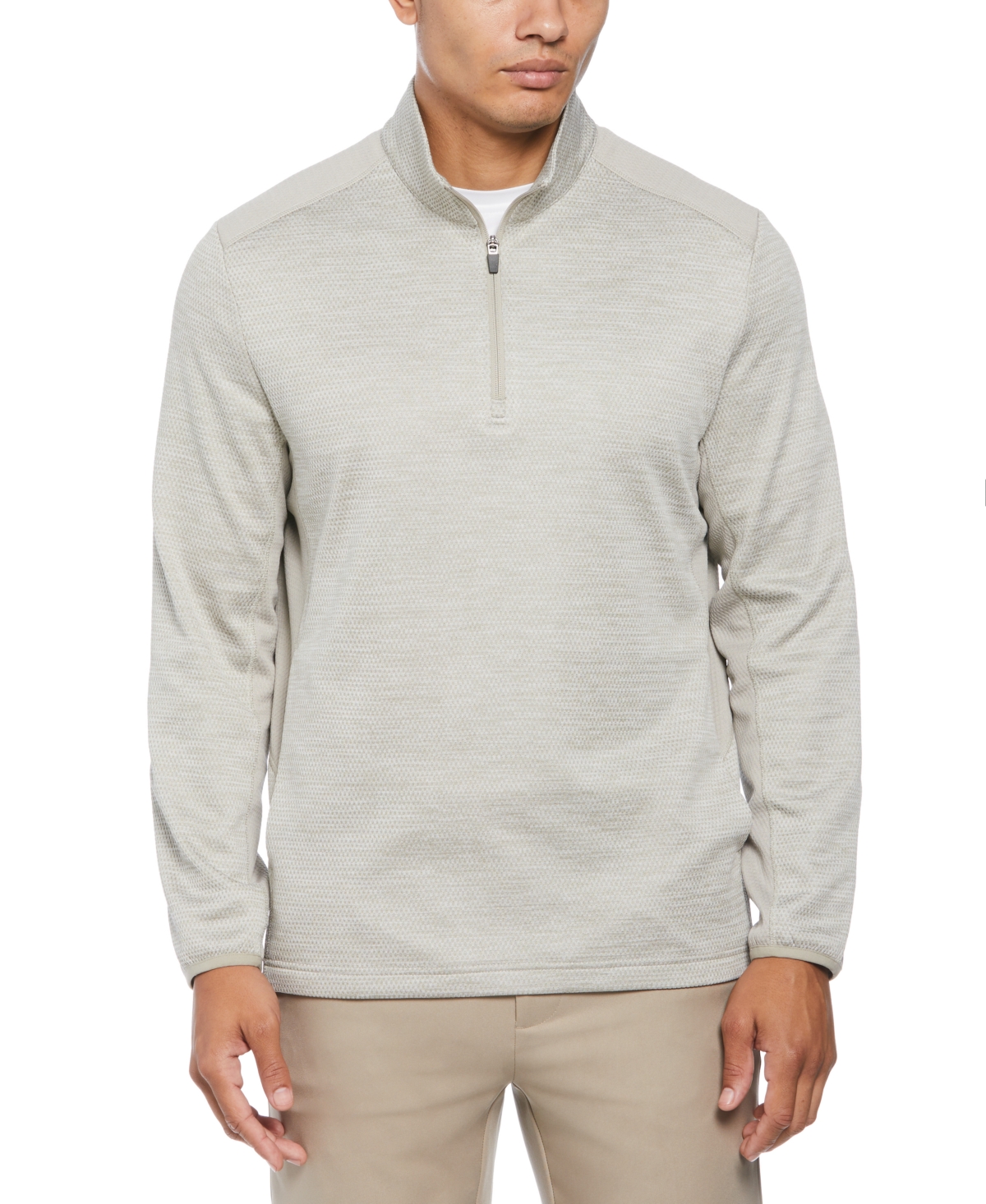 Pga Tour Men's Two-tone Space-dyed Quarter-zip Golf Pullover In Abbey Stone Heather