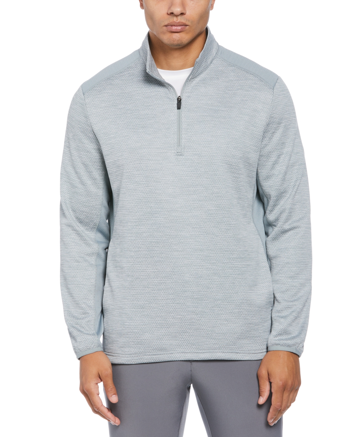 Pga Tour Men's Two-tone Space-dyed Quarter-zip Golf Pullover In Quarry Heather