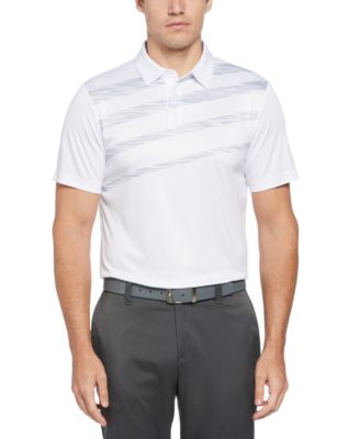 PGA TOUR - Men's Athletic-Fit Asymmetrical Space-Dyed Stripe Performance Golf Polo Shirt