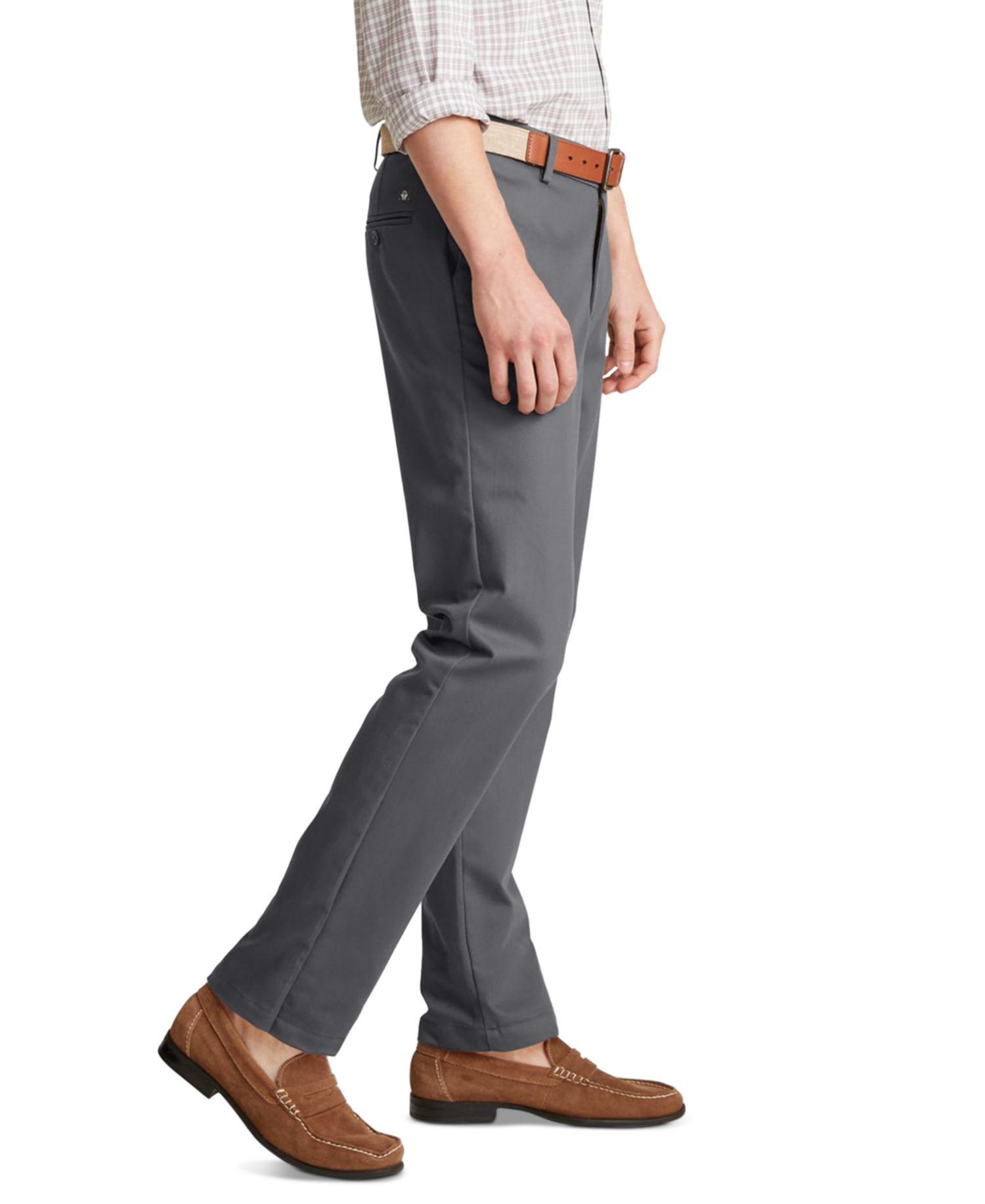 Men's Signature Slim Fit Iron Free Khaki Pants with Stain Defender