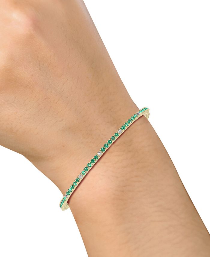 Macy's Emerald (3/4 ct. t.w.) & Diamond (1/6 ct. t.w.) Flexible Bangle