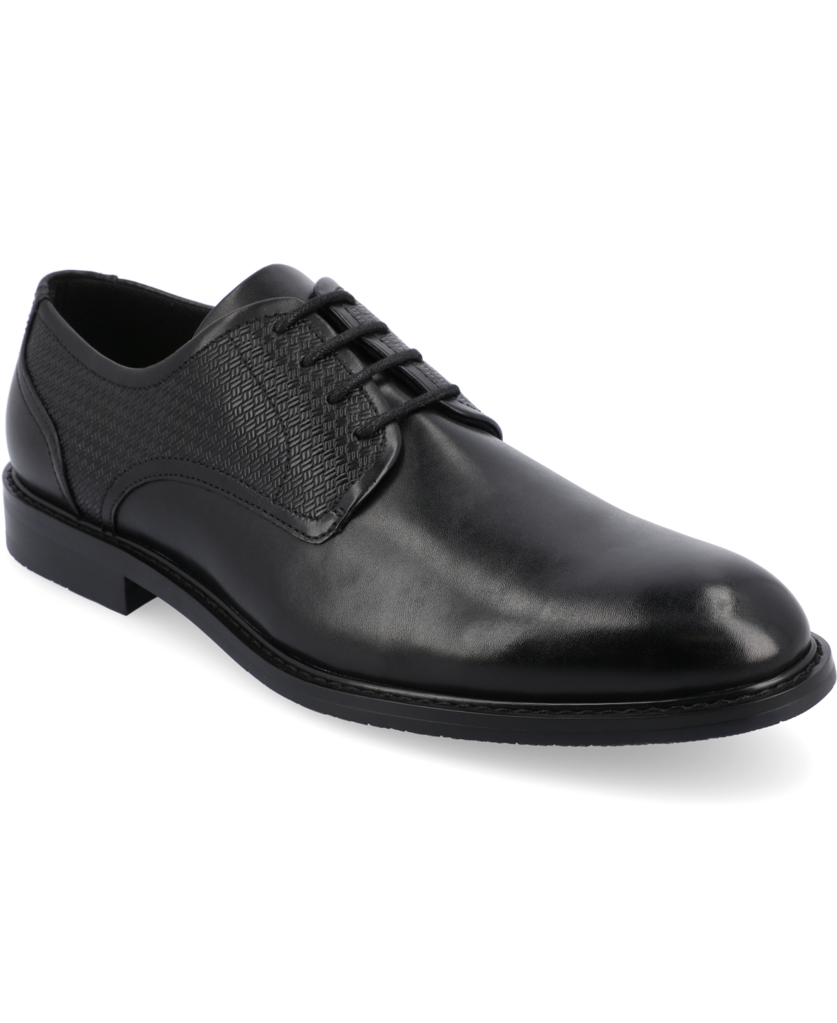 Shop Vance Co. Men's Kendon Tru Comfort Foam Plain Toe Lace-up Derby Shoes In Black