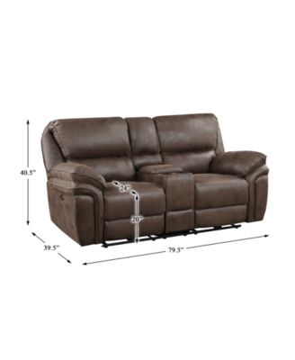 White Label Fleming 80" Power Double Reclining Love Seat with Center Console