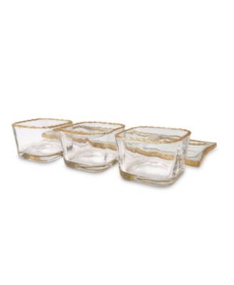 3 Bowl Relish Dish on Tray with Gold-Tone Rim, 4 Piece Set