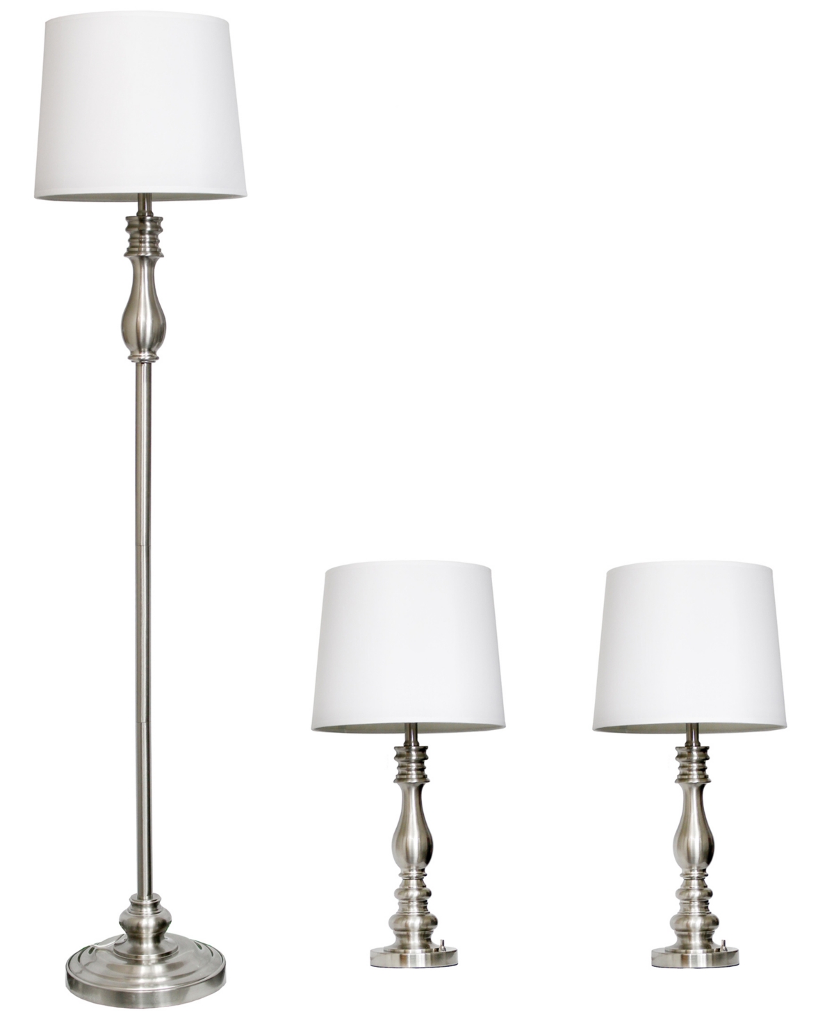 All The Rages Lalia Home Morocco Classic 3 Piece Metal Lamp Set In Brushed Steel