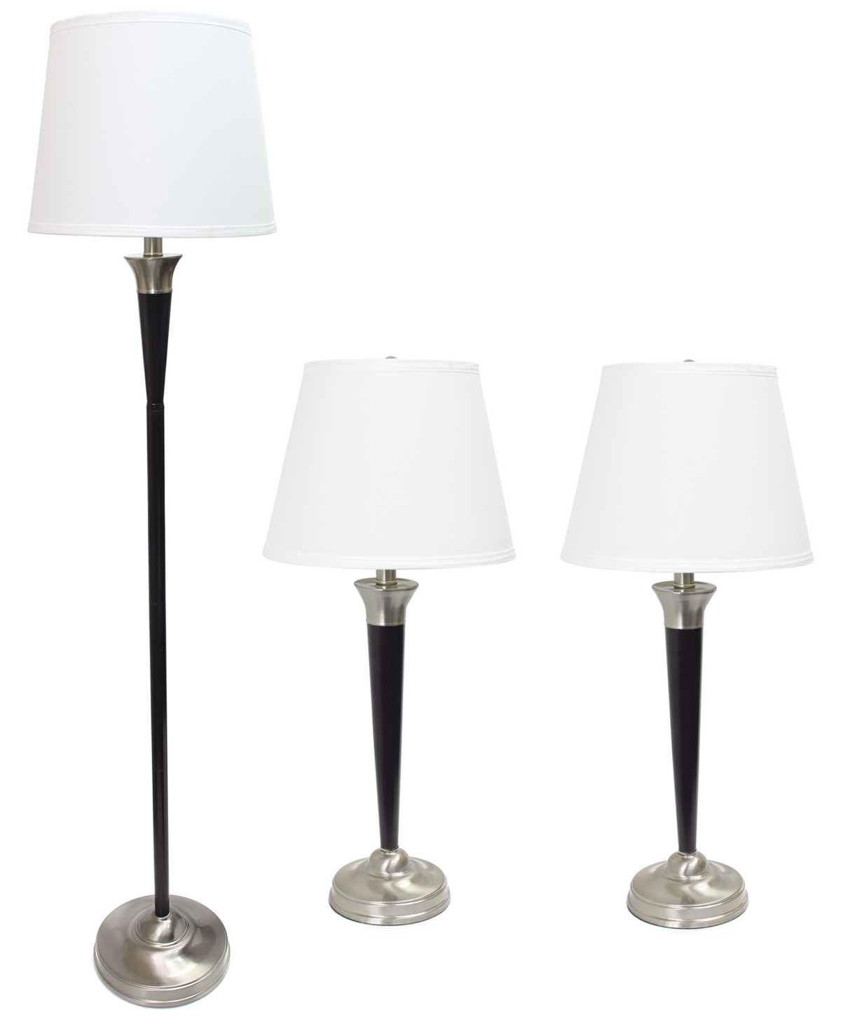 All The Rages Lalia Home Sonoma 3 Piece Metal Lamp Set In Brushed Nickel