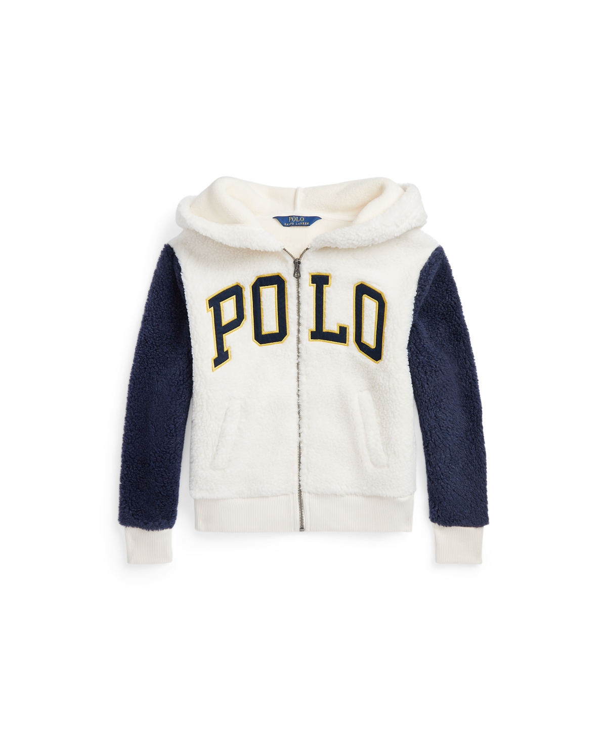 Polo Ralph Lauren Kids' Big Girls Logo Teddy Fleece Full-zip Hoodie In Deckwash White