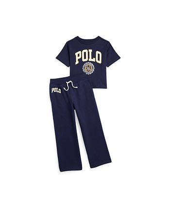 Polo Ralph Lauren Little Girls 2T-6X Logo Wide Leg Fleece Sweatpants
