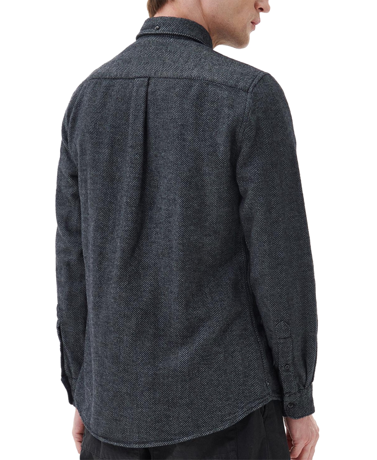 Shop Barbour Men's Robertson Tailored-fit Herringbone Button-down Shirt In Grey