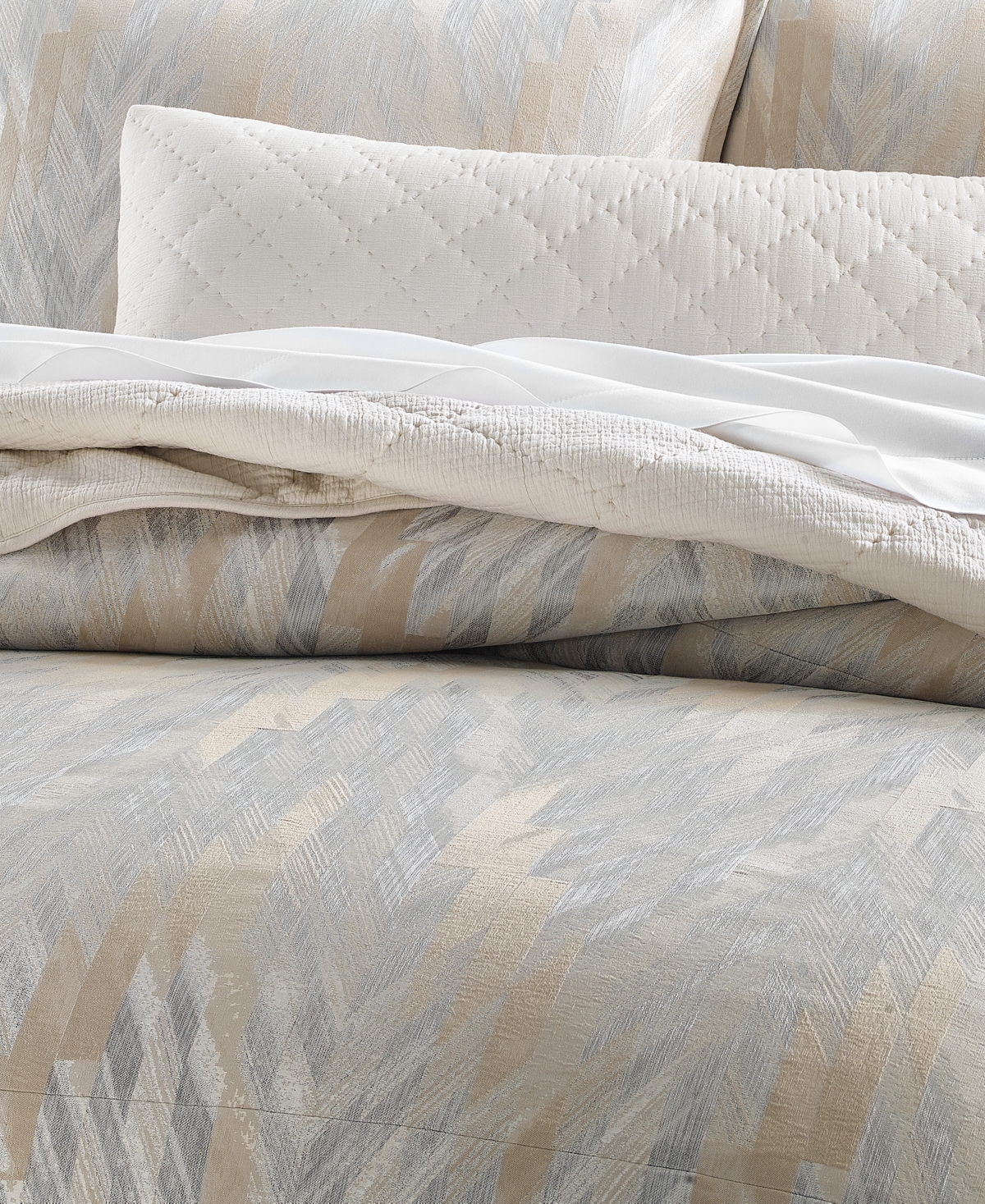 Hotel Collection Textured Chevron 3-pc. Comforter Set, Full/queen, Exclusively At Macy's In Gold