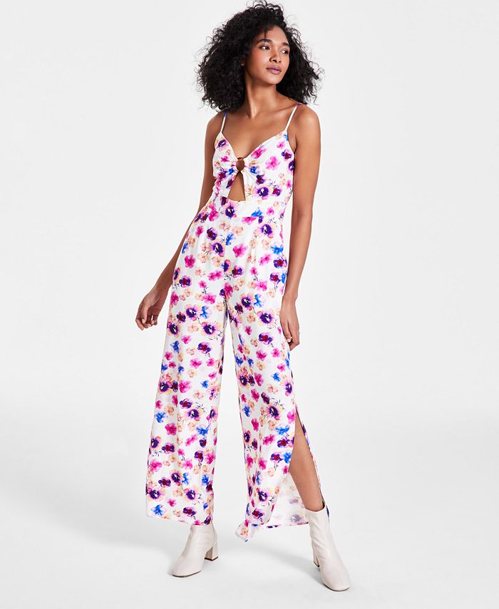 Bar III Women's Floral-Print O-Ring Jumpsuit, Created for Macy's - Macy's