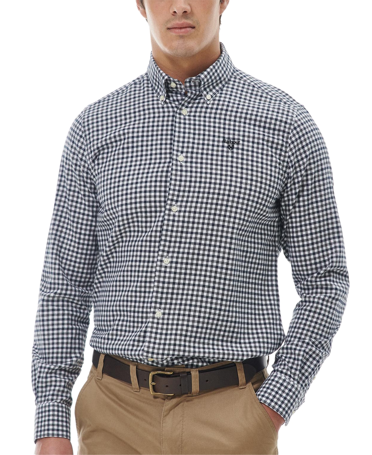 Barbour Men's Finkle Tailored-fit Gingham Check Button-down Twill Shirt In Grey