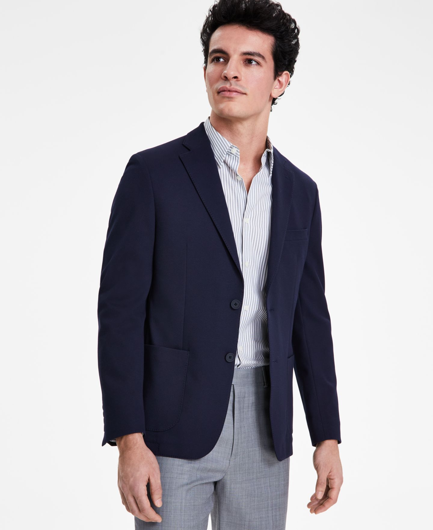 Мужской пиджак Calvin Klein Slim-Fit Knit Blazer, цвет: Тёмно-синий — фото 3