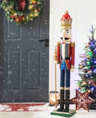 54" H Wooden Christmas Glitter King Nutcracker