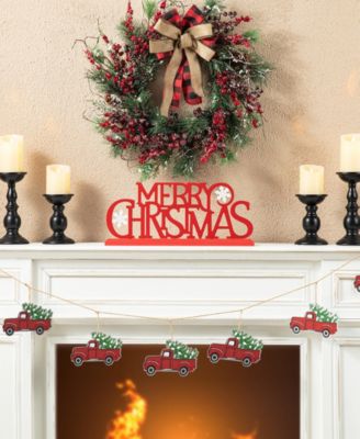 18" L Wood Metal MERRY CHRISTMAS Table Decor