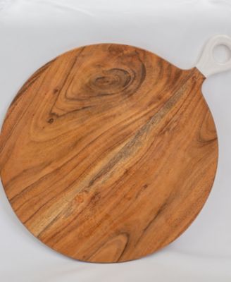 Wood Plus White Collection Acacia Wood Round Charcuterie Board, Large