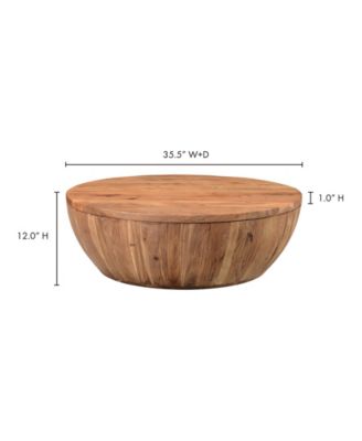 Eske 35.5" Acacia Wood Round Storage Coffee Table