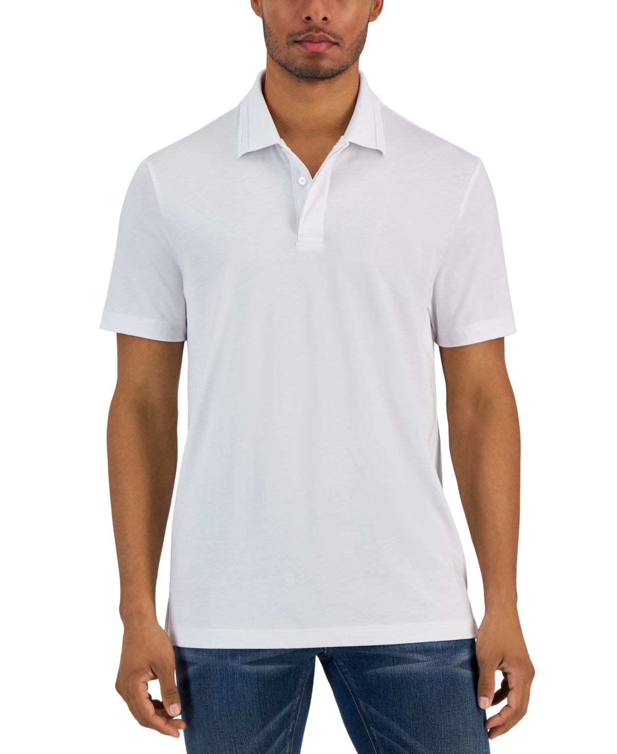 Alfani Men's Regular-fit Mercerized Polo Shirt, Created For Macy's In Bright White