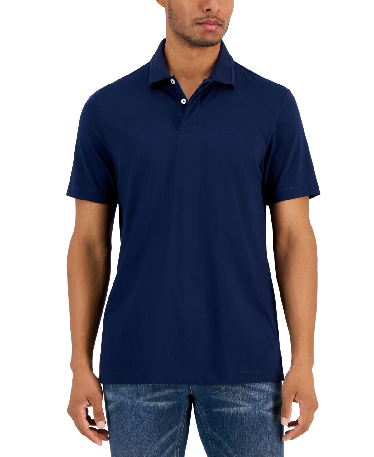 Alfani Men's Regular-fit Mercerized Polo Shirt, Created For Macy's In Neo Navy