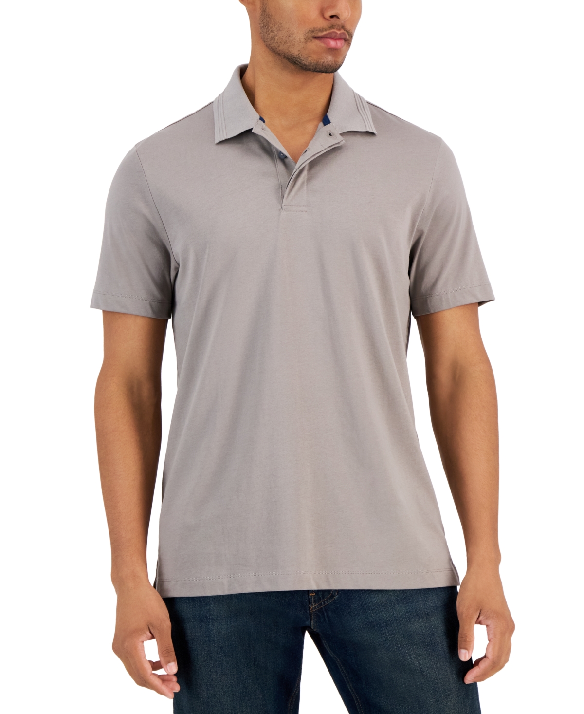 Alfani Men's Regular-fit Mercerized Polo Shirt, Created For Macy's In Smoked Taupe